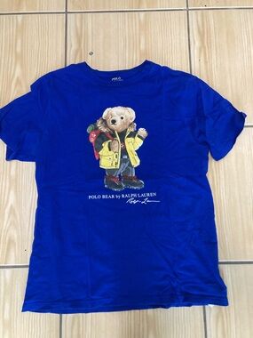 Ralph Lauren Polo Bear Blue Graphic Kids T-Shirt X Large 18/20